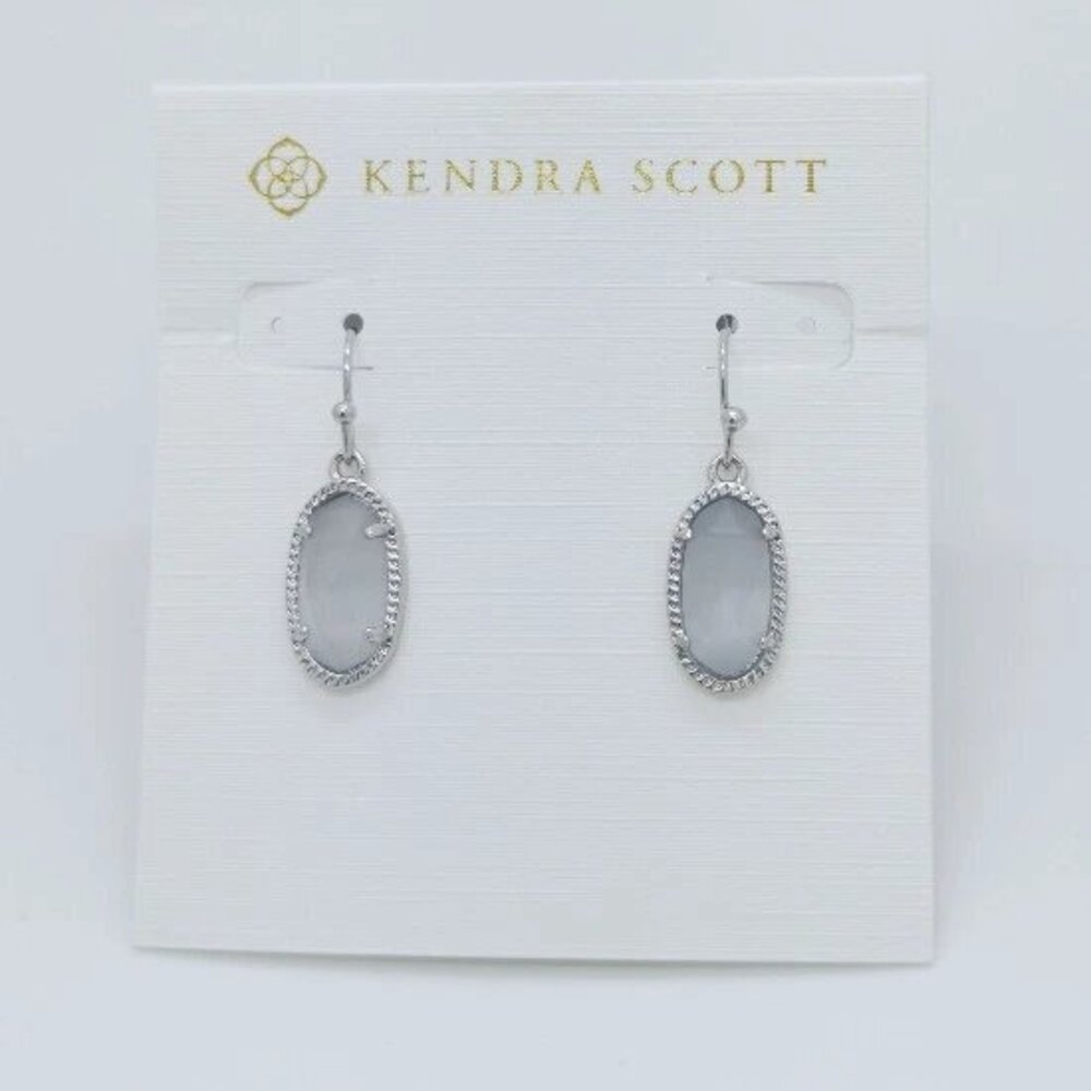 Kendra Scott Lee Silver Drop Earrings In Slate Cat's Eye